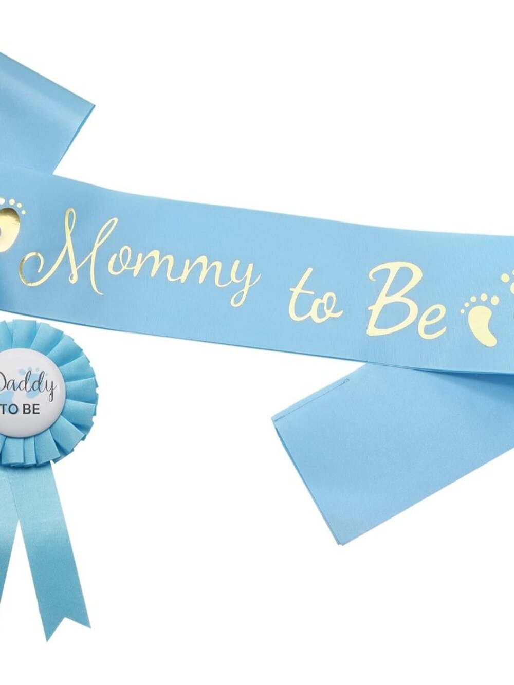 MILVOVOC 2-Pack Baby Shower Sash & Mommy to Be Sash, Blue